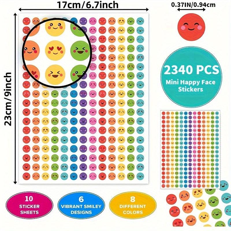 2340 Pcs Happy Face Stickers for Students Reward Chart Student Planner 10 Sheets