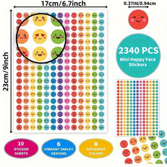 2340 Pcs Happy Face Stickers for Students Reward Chart Student Planner 10 Sheets