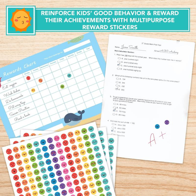 2340 Pcs Happy Face Stickers for Students Reward Chart Student Planner 10 Sheets