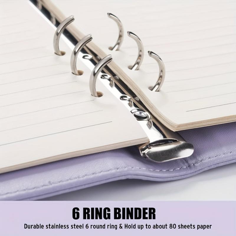 Stylish PU Leather A5 6-Ring Planner Binder with Magnetic Closure