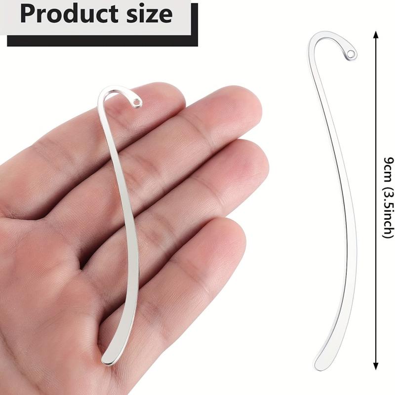 15pcs Silver Plated Smooth Bookmark Charms for Jewelry Making
