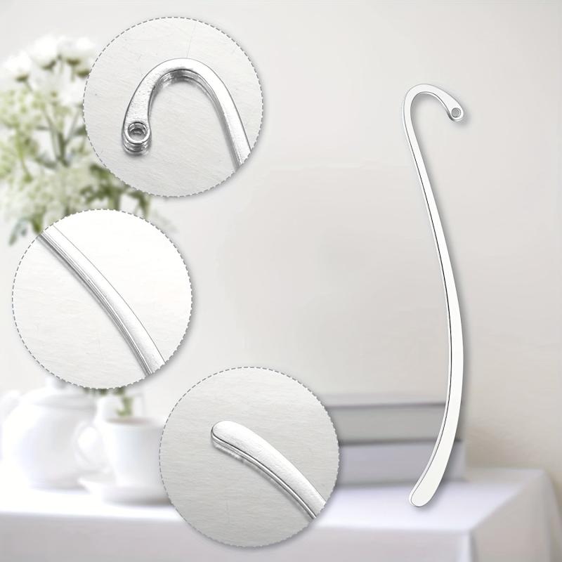 15pcs Silver Plated Smooth Bookmark Charms for Jewelry Making