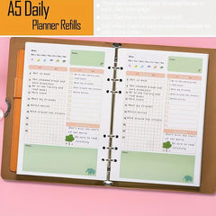 Colorful A5 Planner Inserts & Refills, 6 Ring Binder, PVC Pouch