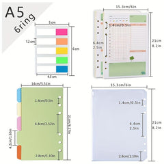 Colorful A5 Planner Inserts & Refills, 6 Ring Binder, PVC Pouch