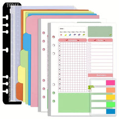 Colorful A5 Planner Inserts & Refills, 6 Ring Binder, PVC Pouch
