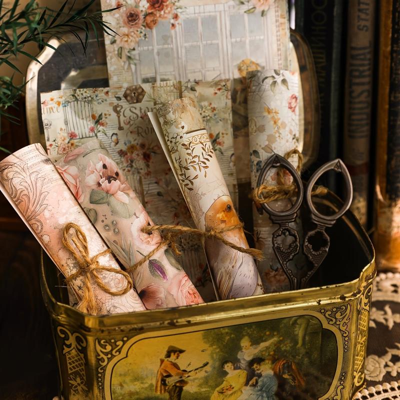 60 Sheets Vintage Scrapbook Paper Supplies for Crafts
