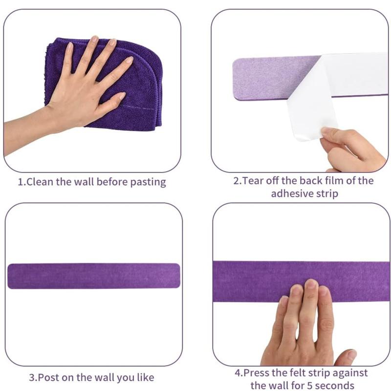 5pcs Felt Pin Board Bar with 100 Push Pins Self Adhesive Bulletin Board