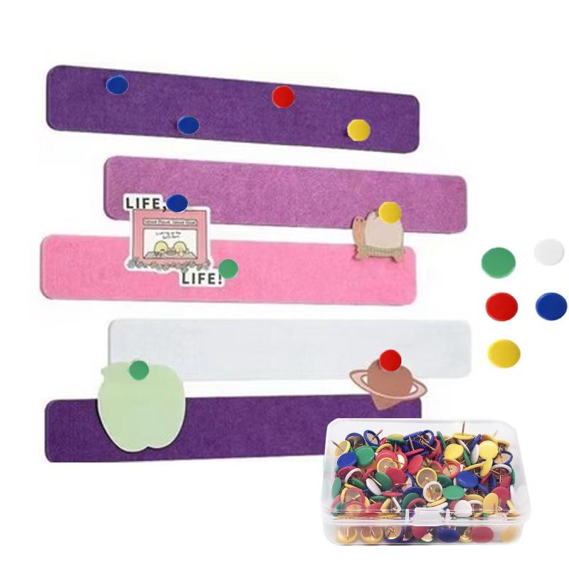 5pcs Felt Pin Board Bar with 100 Push Pins Self Adhesive Bulletin Board