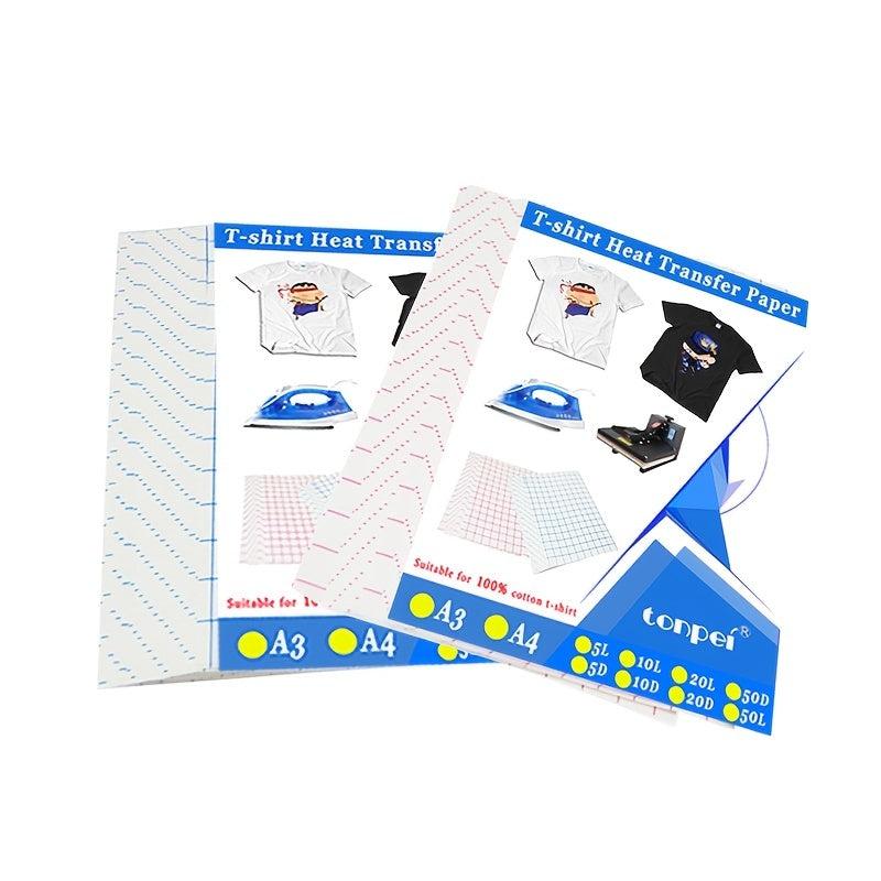 10 Sheets Inkjet Heat Transfer Paper A4 & A3 Cotton T Shirt Transfer Paper