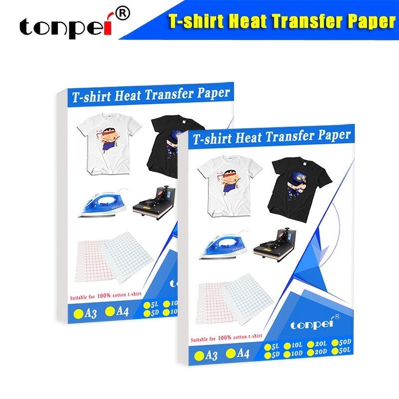 10 Sheets Inkjet Heat Transfer Paper A4 & A3 Cotton T Shirt Transfer Paper