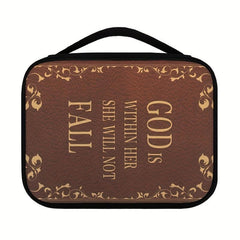GOD Is WITHIN HER SHE WILL NOT FALL Golden Letters Print Bible Covers For Women
