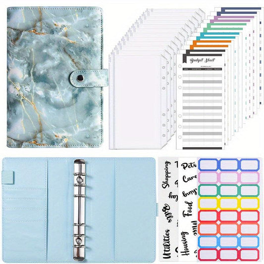 Marble Pattern Notebook Set with Budget Sheets and Stickers