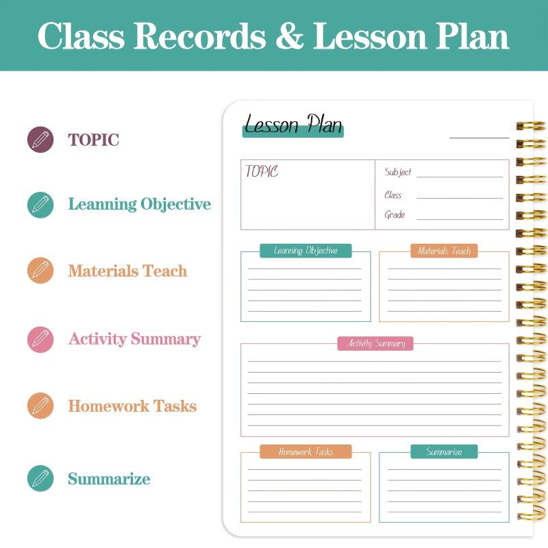 Teacher Planner Notebook Academic Lesson Plan & Record Book 8.5x5.5 Inches