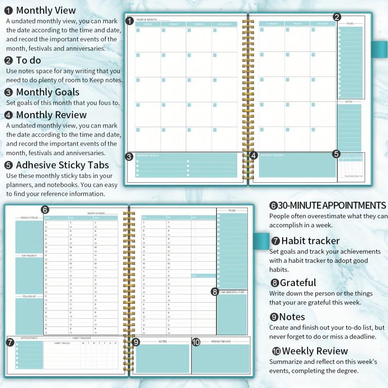 1pc Undated Weekly Schedule Planner 53 Weeks