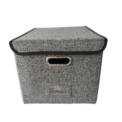 Linen File Box with Lid, Collapsible File Organizer
