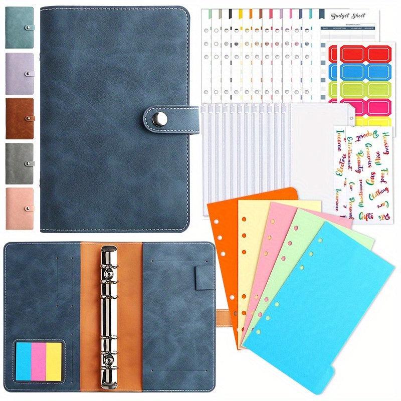 Stylish A6 PU Leather Budget Binder w/ Zipper & Expense Budget Sheet