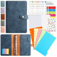 Stylish A6 PU Leather Budget Binder w/ Zipper & Expense Budget Sheet