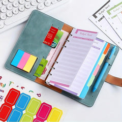 Stylish A6 PU Leather Budget Binder w/ Zipper & Expense Budget Sheet
