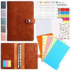 Stylish A6 PU Leather Budget Binder w/ Zipper & Expense Budget Sheet