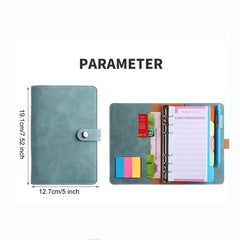 Stylish A6 PU Leather Budget Binder w/ Zipper & Expense Budget Sheet