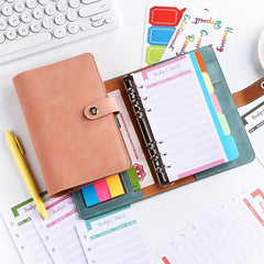 Stylish A6 PU Leather Budget Binder w/ Zipper & Expense Budget Sheet