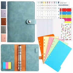 Stylish A6 PU Leather Budget Binder w/ Zipper & Expense Budget Sheet