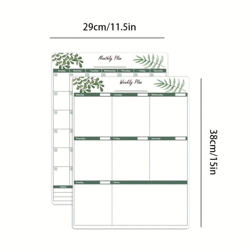 Greenery Dry Erase Fridge Calendar Monthly Planner 2 Markers