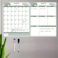 Greenery Dry Erase Fridge Calendar Monthly Planner 2 Markers