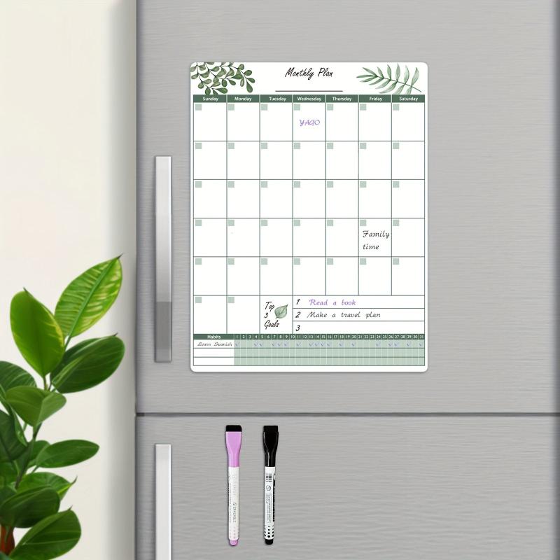 Greenery Dry Erase Fridge Calendar Monthly Planner 2 Markers
