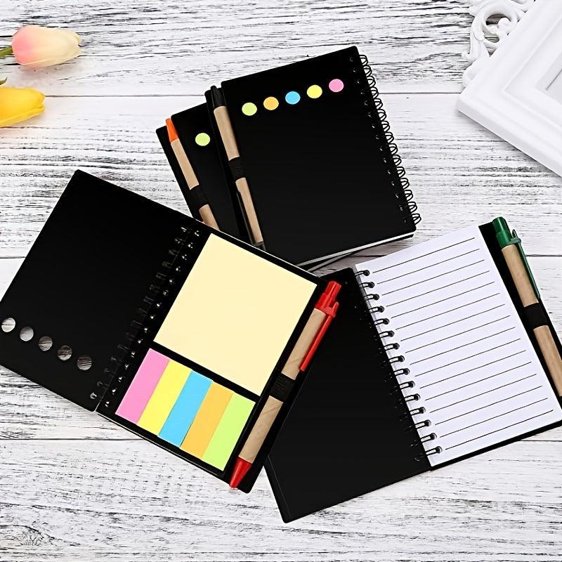 Spiral Notebook Lined Notepad with Pen Holder and Sticky Notes, 4.5 x 5.5 inches
