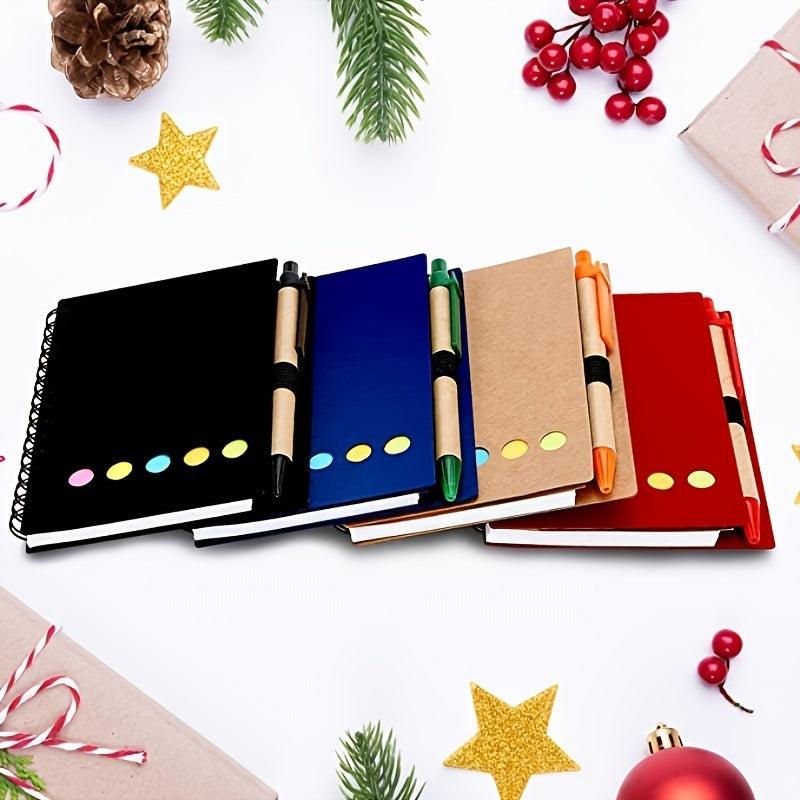 Spiral Notebook Lined Notepad with Pen Holder and Sticky Notes, 4.5 x 5.5 inches