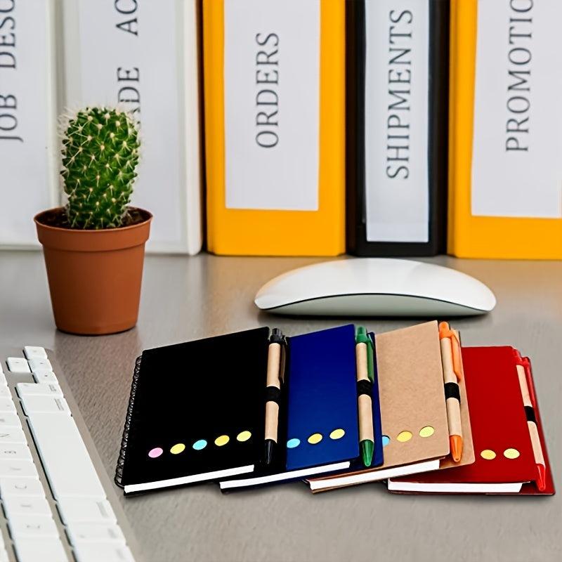 Spiral Notebook Lined Notepad with Pen Holder and Sticky Notes, 4.5 x 5.5 inches