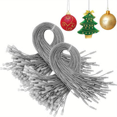 100pcs Christmas Ornament Hanger Metallic Cord Tinsel Rope Snap Lock String