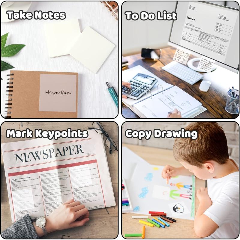 900pcs Transparent Sticky Notes 18 Pack Clear Self Adhesive Sticky Notes