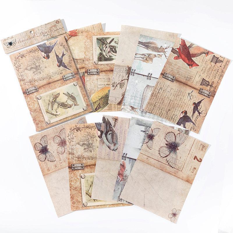 30 Sheets Retro Dark Series DIY Journal Diary Material Paper Set