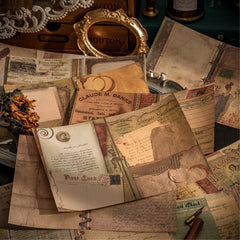 30 Sheets Retro Dark Series DIY Journal Diary Material Paper Set