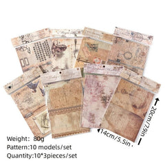 30 Sheets Retro Dark Series DIY Journal Diary Material Paper Set