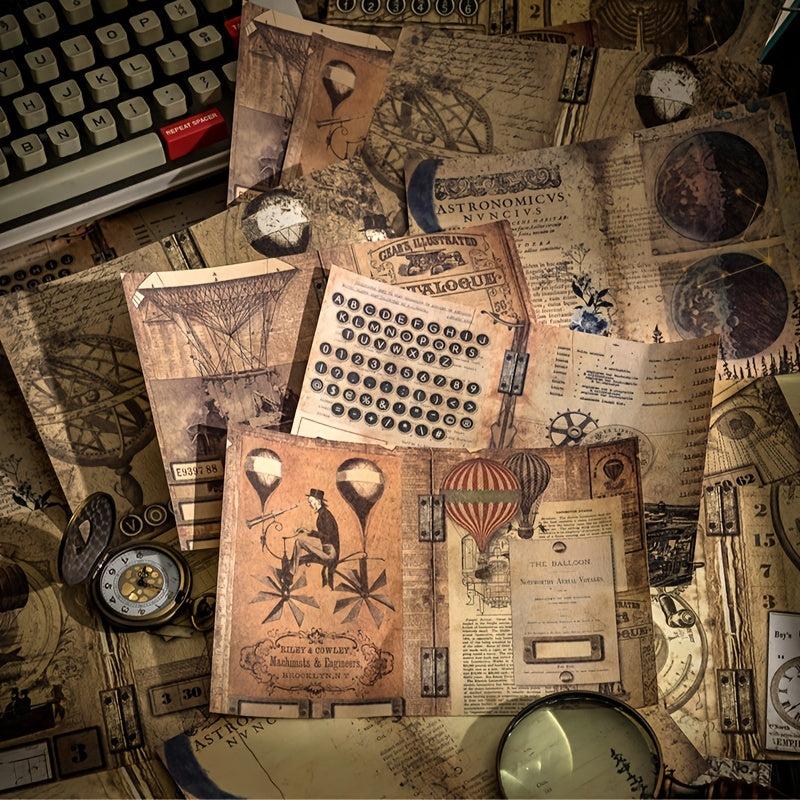 30 Sheets Retro Dark Series DIY Journal Diary Material Paper Set