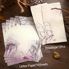 6pcs Vintage Stationary Set, Letter Paper and Envelopes, Retro Flowers Design