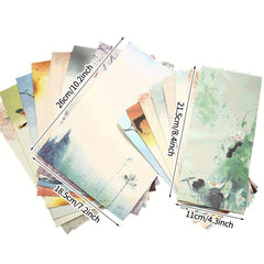 6pcs Vintage Stationary Set, Letter Paper and Envelopes, Retro Flowers Design