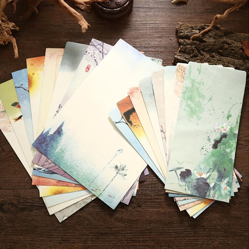 6pcs Vintage Stationary Set, Letter Paper and Envelopes, Retro Flowers Design