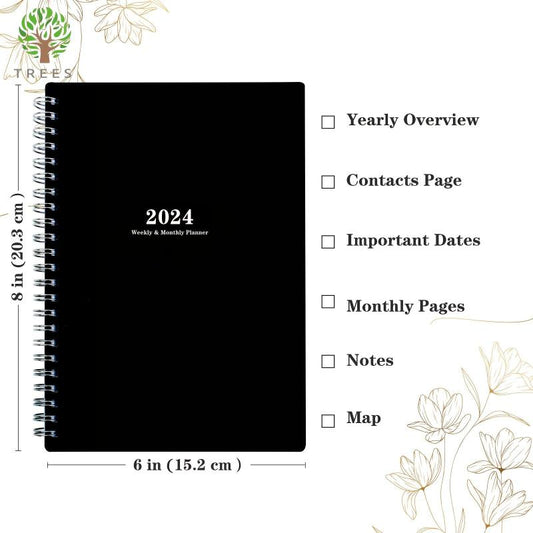 Planner Weekly And Monthly Notebook Spiral 12 Month Agenda Journal