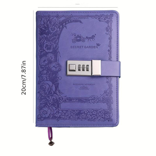 Art Retro Password Book With Lock Diary Notebook for Students