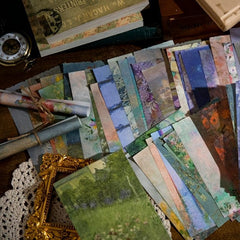 Monet Flower Art Background Paper 100 Sheets Set