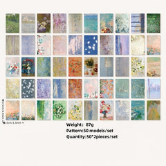 Monet Flower Art Background Paper 100 Sheets Set