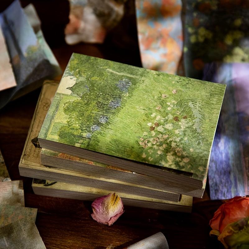 Monet Flower Art Background Paper 100 Sheets Set