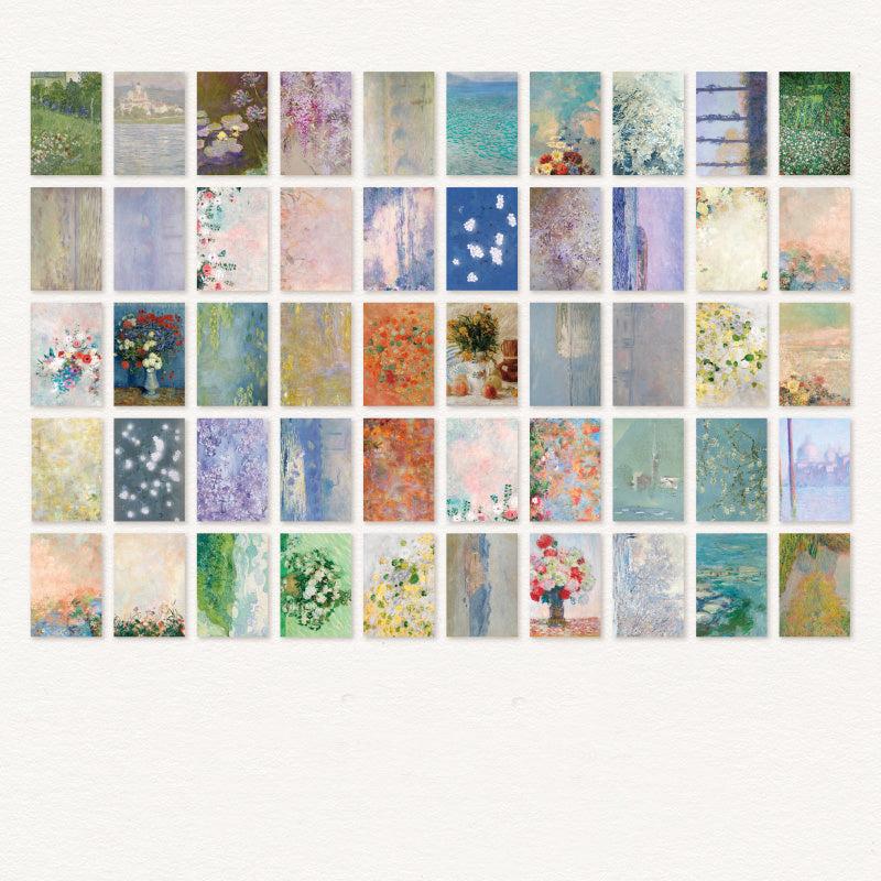 Monet Flower Art Background Paper 100 Sheets Set