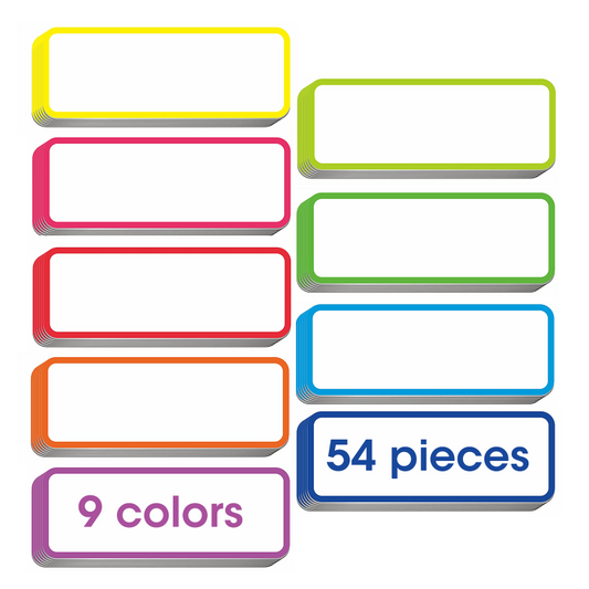 54 PCs Magnetic Name Tag Label in 9 Colors for Whiteboards Locker Fridge
