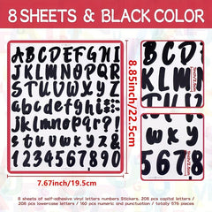 Vinyl Letter Number Stickers Self Adhesive 8 Sheets