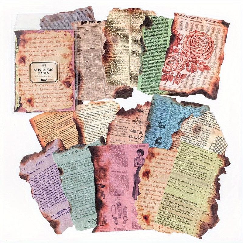 Vintage Burned Paper Scrapbook Paper 30 Sheets
